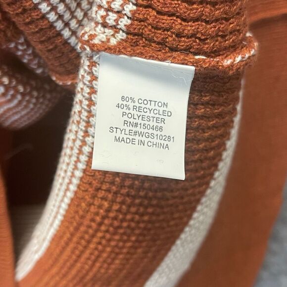 NWT Market & Spruce Sweater Women's XL Rust White Striped Tawnee Waffle Stitch - Picture 7 of 16